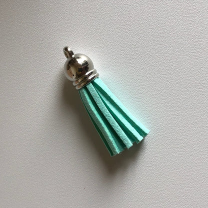 Turquoise tassel voor aan sleutelhanger