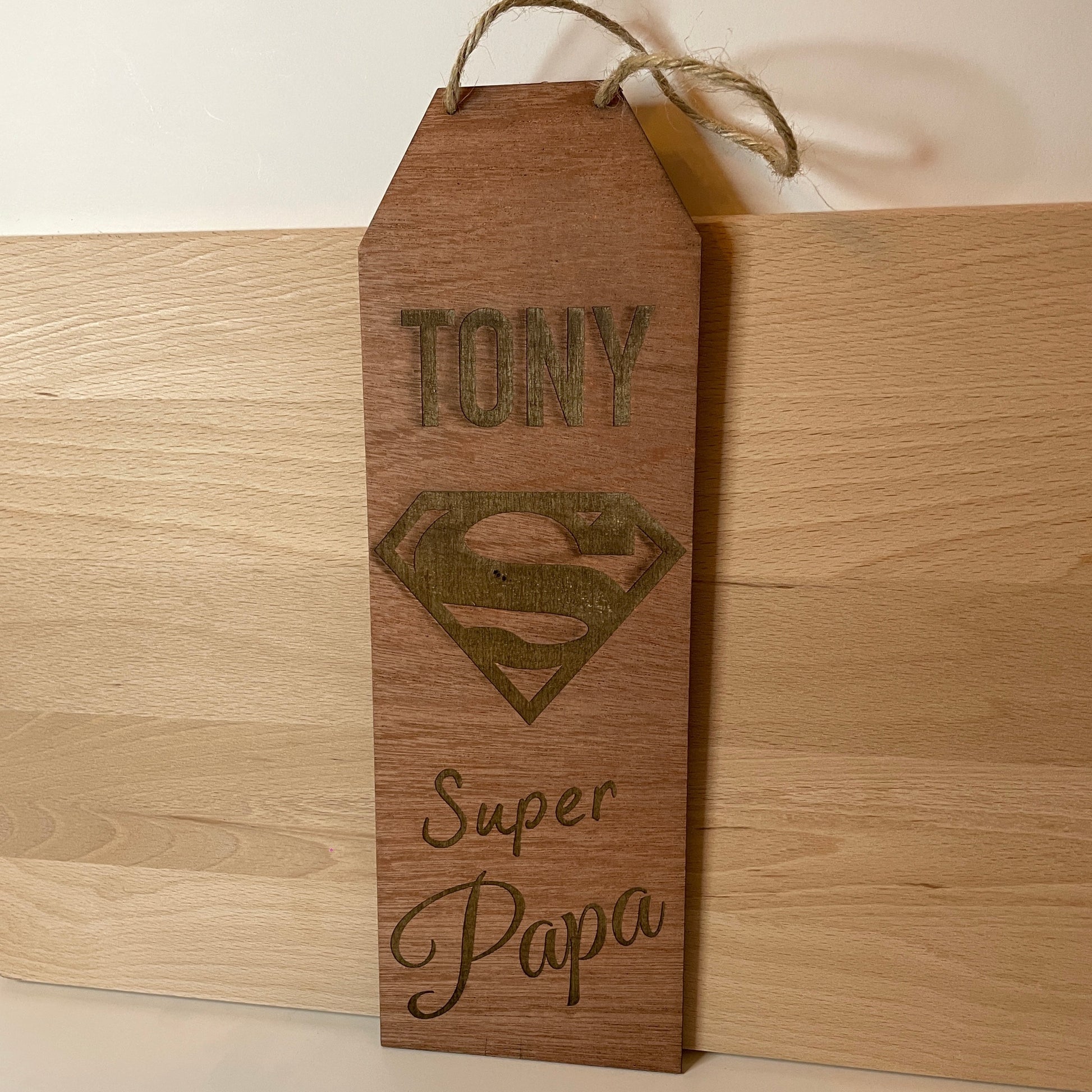 Houten hangbord voor superpapa