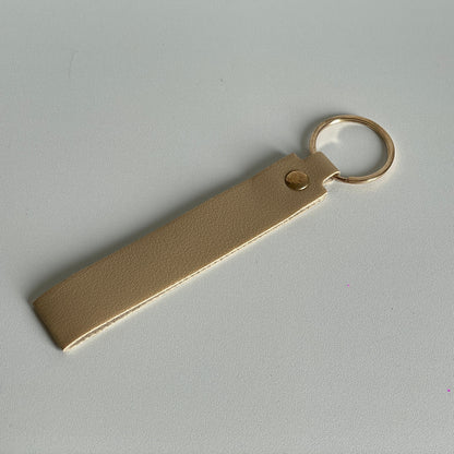 Beige  PU leren strap voor aan je sleutelhanger