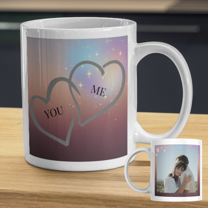 Mok met tekst 'You & Me' met foto